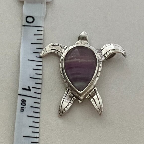 Sterling Silver Turtle Pendant with Purple Stone - Picture 5 of 7